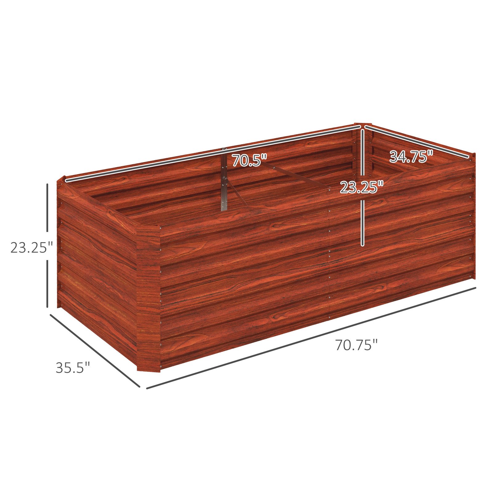 Galvanized Raised Garden Bed, Steel Outdoor Planters with Reinforced Rods, 71" x 36" x 23", Dark Brown - Image 6
