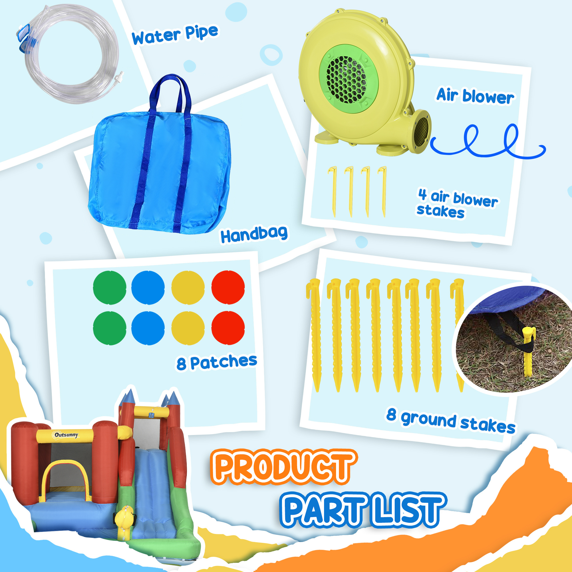 Kids Bounce House Inflatable Slide With Splash Pool, Water Cannon, Climbing Wall, Inflator Included, 6 In1 Bouncy Castle Kids Backyard Activity Outdoor Water Play Toy - Image 5