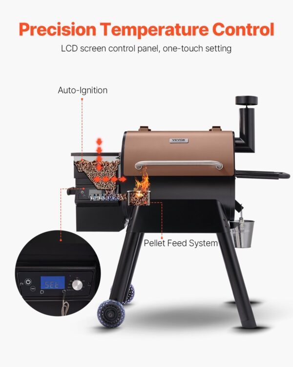 Wood Pellet Grill Smoker Outdoor Electric BBQ Grills 575 Sq.in Cook Area - Image 5