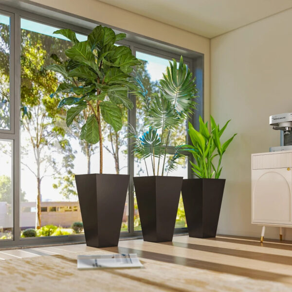 28ft Tall Plastic Planters, Set Of 3, Flower Pot, Anti-crack, Fade-resistant, Square Shape With A Matte Surface - Image 10