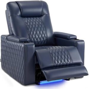 MCombo Zero Gravity Oversized Power Recliner Chair for Adults with Power Headrest & LED Light, Faux Leather Recliner Chair for Living Room & Home Theater, USB Port, Armrest Storage HTS401 : Home & Kitchen