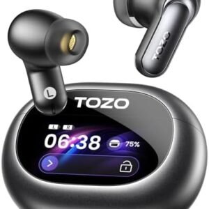 TOZO NC20 Pro Active Noise Cancelling Wireless Earbuds with Smart Touch Screen, LDAC Hi-Res Audio, Stereo Bass, 6 Mics AI Call Ear Buds, 80H Playtime, IPX8 Waterproof, 32 EQ via App, Wireless Charging : Electronics