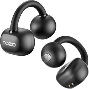 TOZO OpenEarRing True Open Ear Earbuds, Lightweight Comfort Open Ear Clip Wireless Earbuds, 40H Play Bluetooth 5.4 Headphones with Smart Digital Display Design Fit Sports Running, Workout Black : Electronics