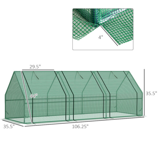 Portable Greenhouse 9'L X 3'W X 3'H Large Zipper Doors UV Resistant PE Cover Green Mini Outdoor Plant House - Image 7