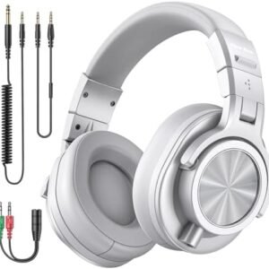 New Bee Studio Headphones, Wired Headphones with 50mm Drivers, Professional DJ Headphones for Recording Mixing Podcast Guitar Piano, 210g Ultra-Lightweight Design, 3.5/6.35mm Jack, Sliver : Electronics