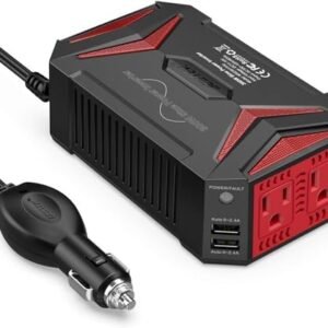 BESTEK Pure Sine Wave Power Inverter - 300W Car Plug in Charger Outlet DC 12V to 110V AC - Cigarette Lighter Adapter with 4.8A Dual USB Fast Charging Ports for Phone, Laptop, CPAP - Black : Automotive