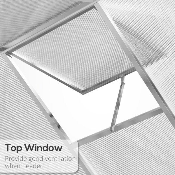 4 L X 6 W Walk-In Polycarbonate Greenhouse With Roof Vent, Outdoor Greenhouse For Winter, Clear - Image 3