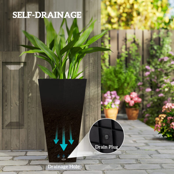 Tall Planters For Outdoor Plants Set Of 3, 28 In Taper Planters With Drainage Holes, Indoor Grande Plant Pots, Front Porch Decor (Black) - Image 4