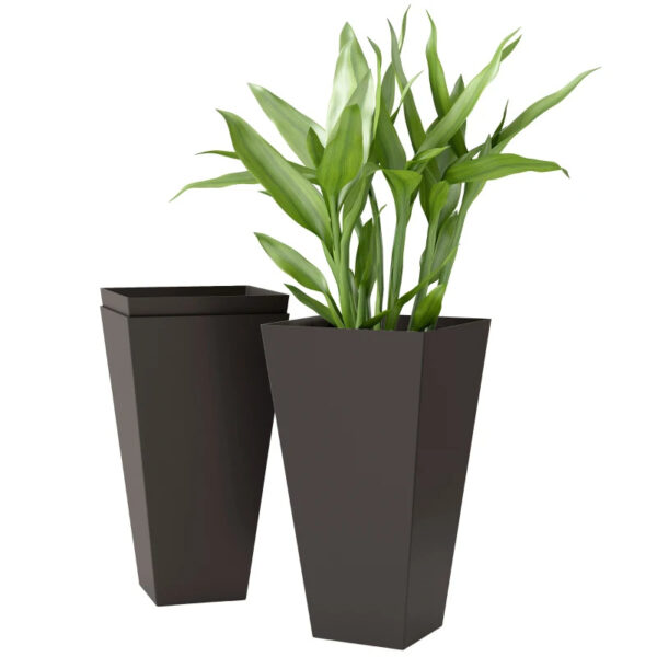 28ft Tall Plastic Planters, Set Of 3, Flower Pot, Anti-crack, Fade-resistant, Square Shape With A Matte Surface - Image 6