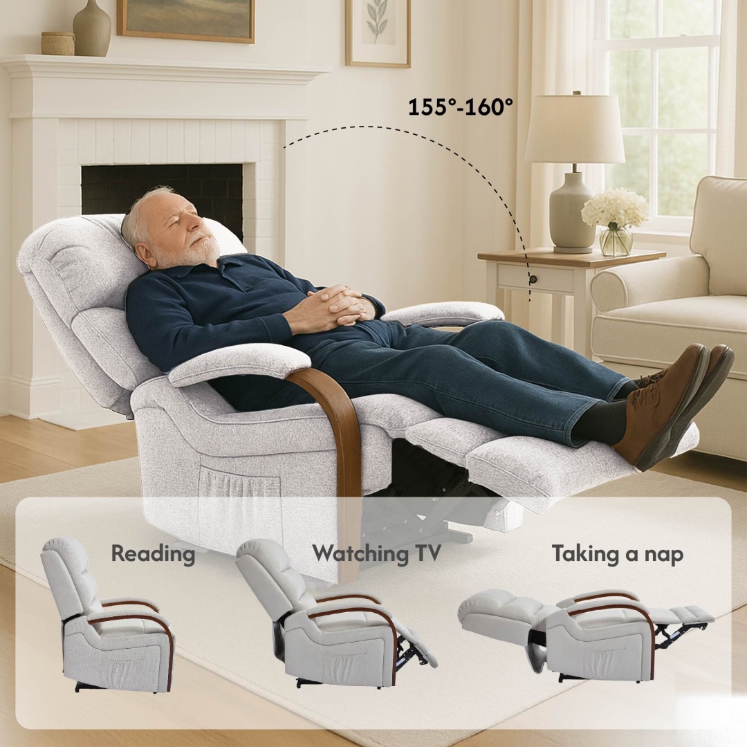 Power Lift Recliner Chair With Massage & Heat For Elderly, Dual Motor Electric Lift Recliner, Egyptian Velvet Fabric Upholstery, Side Pockets, Beige - Image 3