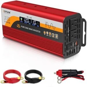 500W Pure Sine Wave Inverter, 12V/24V Auto-Detect, 50Hz/60Hz Switchable, LCD Display, Type-C Fast Charging, Silent Design, Overload & Overheat Protection for RV, Home : Automotive