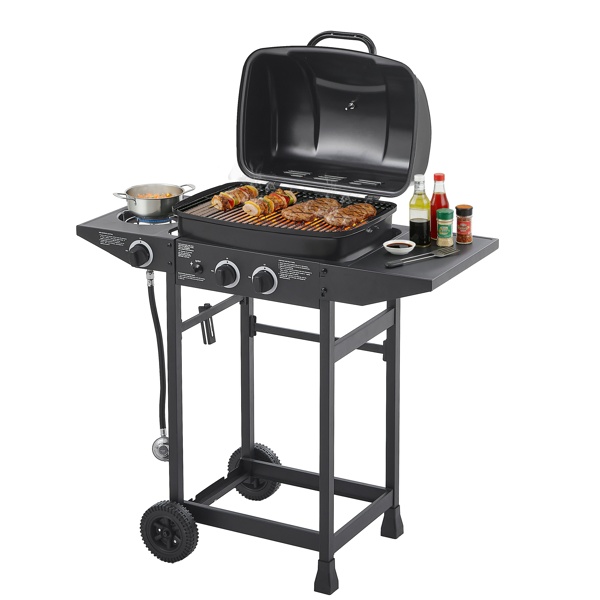2 Burner BBQ Propane Gas Grill With Side Burner 24000 BTU Output Stainless Steel Barbecue Grill With Enameled Grates And Side Tables For Outdoor Cooking Kitchen And Patio Backyard - Image 5
