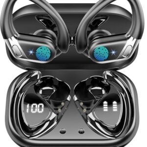 Wireless Earbuds, 2026 Bluetooth 5.4 Headphones Sport, Bluetooth Earbuds with ENC Noise Canceling Mic, 65H Stereo Wireless Headphones IP7 Waterproof with Earhooks, Dual LED Display for Workout/Running : Electronics
