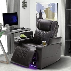 Merax Electric recliner chair with USB Charge Port, 360 Swivel Tray Table, Hand in-Arm Storage, and Cup Holders, ambient lighting Gaming Home Theater Seating : Home & Kitchen