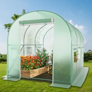 Walk-in Greenhouse, 10x7x7 FT Heavy Duty Tunnel Green House for Outdoors, Portable Green Houses for Outside, Winter Hot House with Metal Frame & Roll-up Zipper Door Screen Windows : Patio, Lawn & Garden