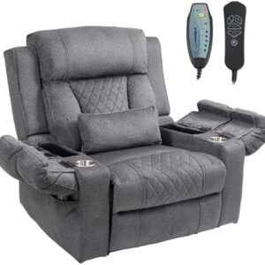 FUNECORP Big Man Power Lay Flat Lift Chair Oversized Recliner Dual Motor Heat Vibration for Elderly, Overstuffed Electric 28" Extra Wide Recliners with Flip Arm Storage Cup Holders,USB Type C Charging : Home & Kitchen
