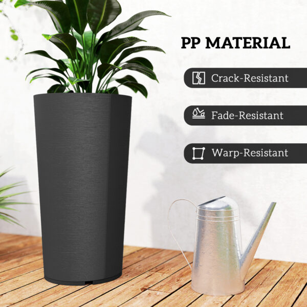 29 Inch Outdoor Planter, Set of 2 Plastic Flower Pots, Weather and UV Resistant Stackable Large Planters, Black - Image 5