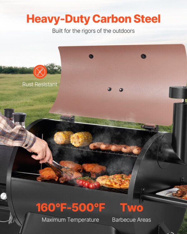 Wood Pellet Grill Smoker Outdoor Electric BBQ Grills 575 Sq.in Cook Area - Image 3