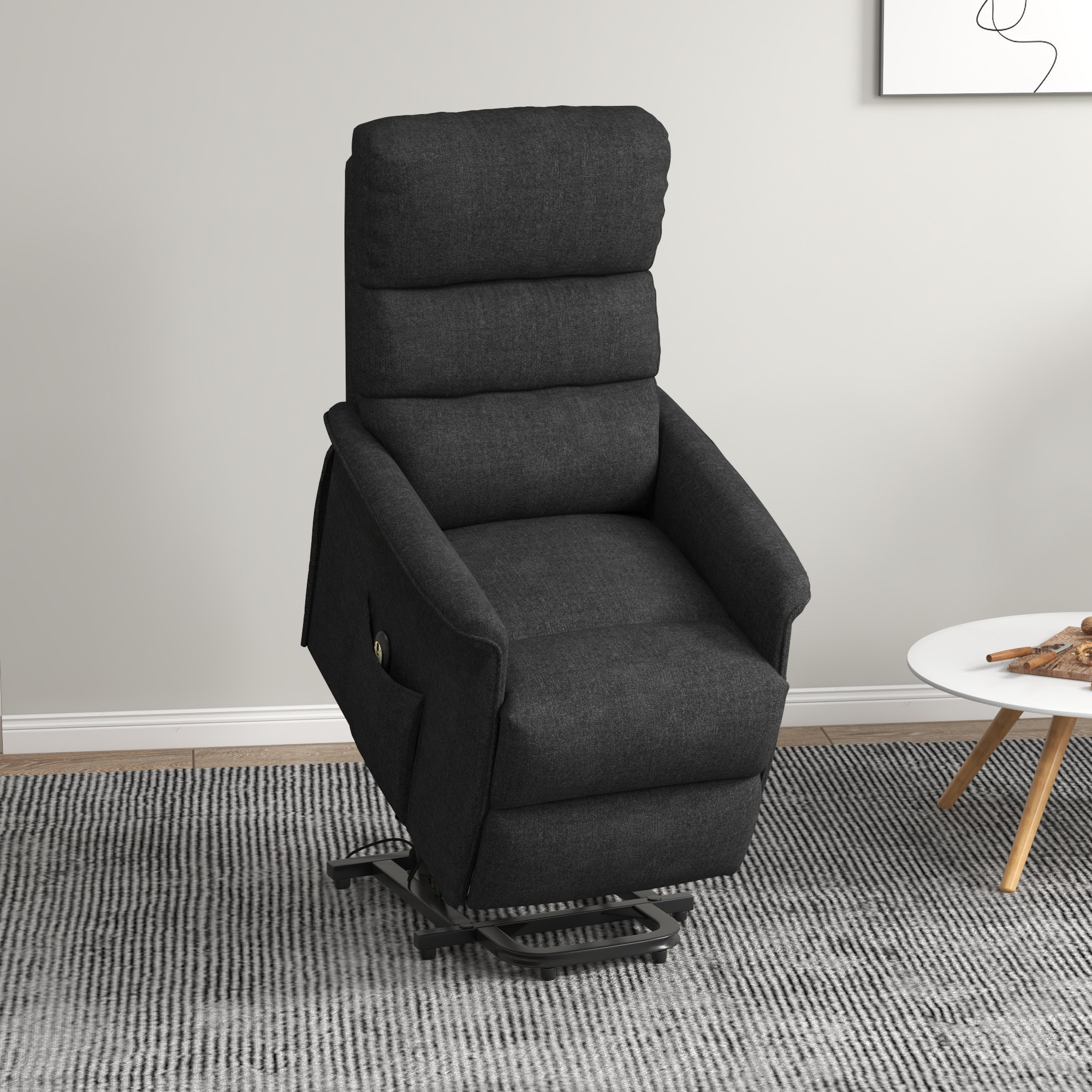 Power Lift Chair for Seniors, Electric Lift Recliner Chair with Remote Control, Side Pockets for Living Room, Black - Image 8
