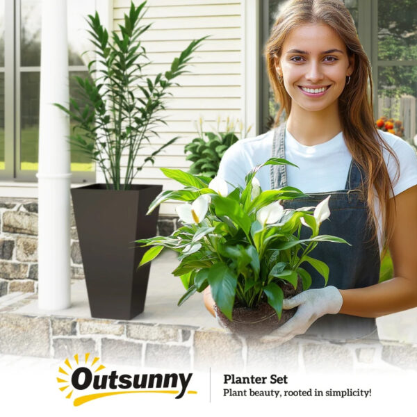 28ft Tall Plastic Planters, Set Of 3, Flower Pot, Anti-crack, Fade-resistant, Square Shape With A Matte Surface - Image 7