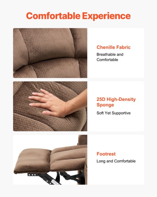 Power Lift Recliner Chair, Lift Chair With Heat And Massage For Elderly, Dual Motor Recliner Chair With 2 Cup Holders And USB Port, Infinite Position Adjustment Electric Recliner (Large, Brown) - Image 5
