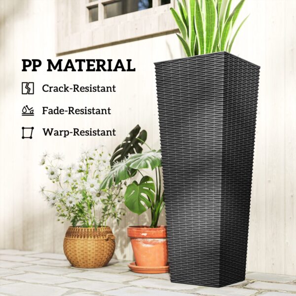 32 Inch Tall Planters for Outdoor Plants, Set of 2 Plastic Flower Pots with Drainage Holes, Black - Image 8