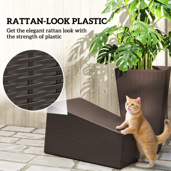Set of 3 Tall Planters with Drainage Hole, 24" Outdoor Flower Plant Pots, Indoor Planters for Porch, Front Door, Entryway, Patio and Deck, Brown - Image 8