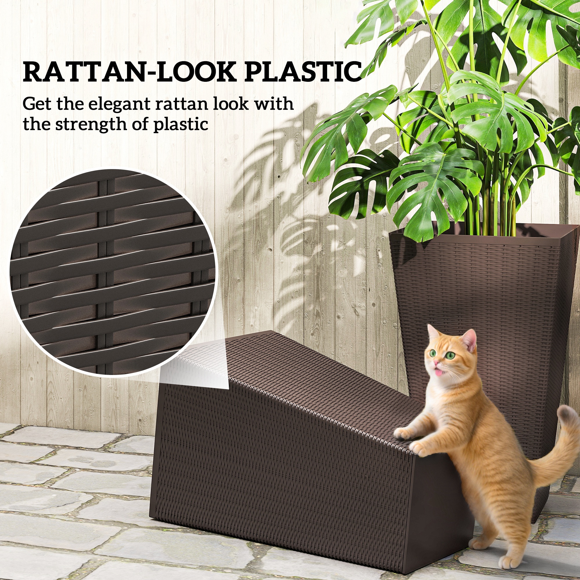 Set of 3 Tall Planters with Drainage Hole, 24" Outdoor Flower Plant Pots, Indoor Planters for Porch, Front Door, Entryway, Patio and Deck, Brown - Image 8