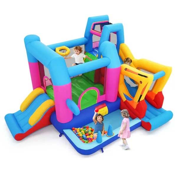 Kids Inflatable Castle,Excavator-Themed Inflatable Bounce House, Multi-Play Features With Slide, Ball Pit & Blower (Multi-color) - Image 3