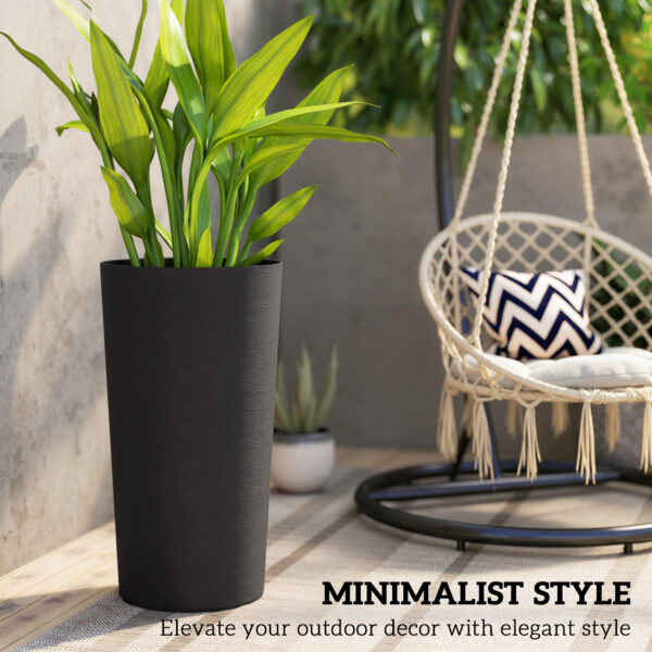29 Inch Outdoor Planter, Set of 2 Plastic Flower Pots, Weather and UV Resistant Stackable Large Planters, Black - Image 7