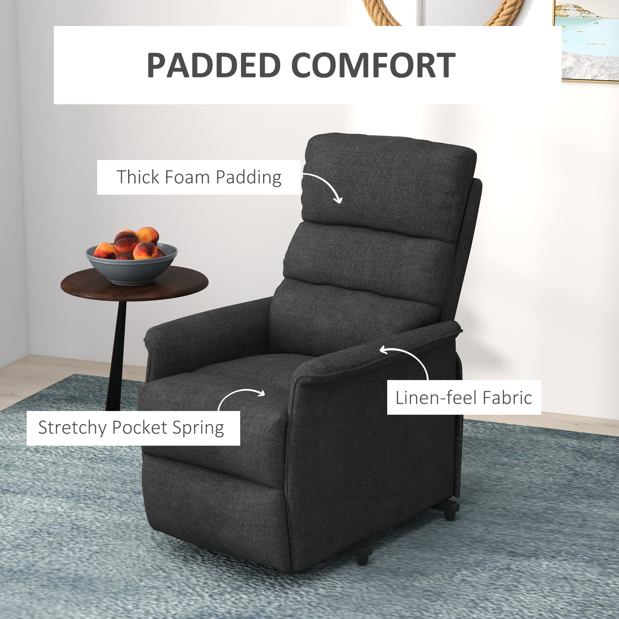 Power Lift Chair for Seniors, Electric Lift Recliner Chair with Remote Control, Side Pockets for Living Room, Black - Image 5