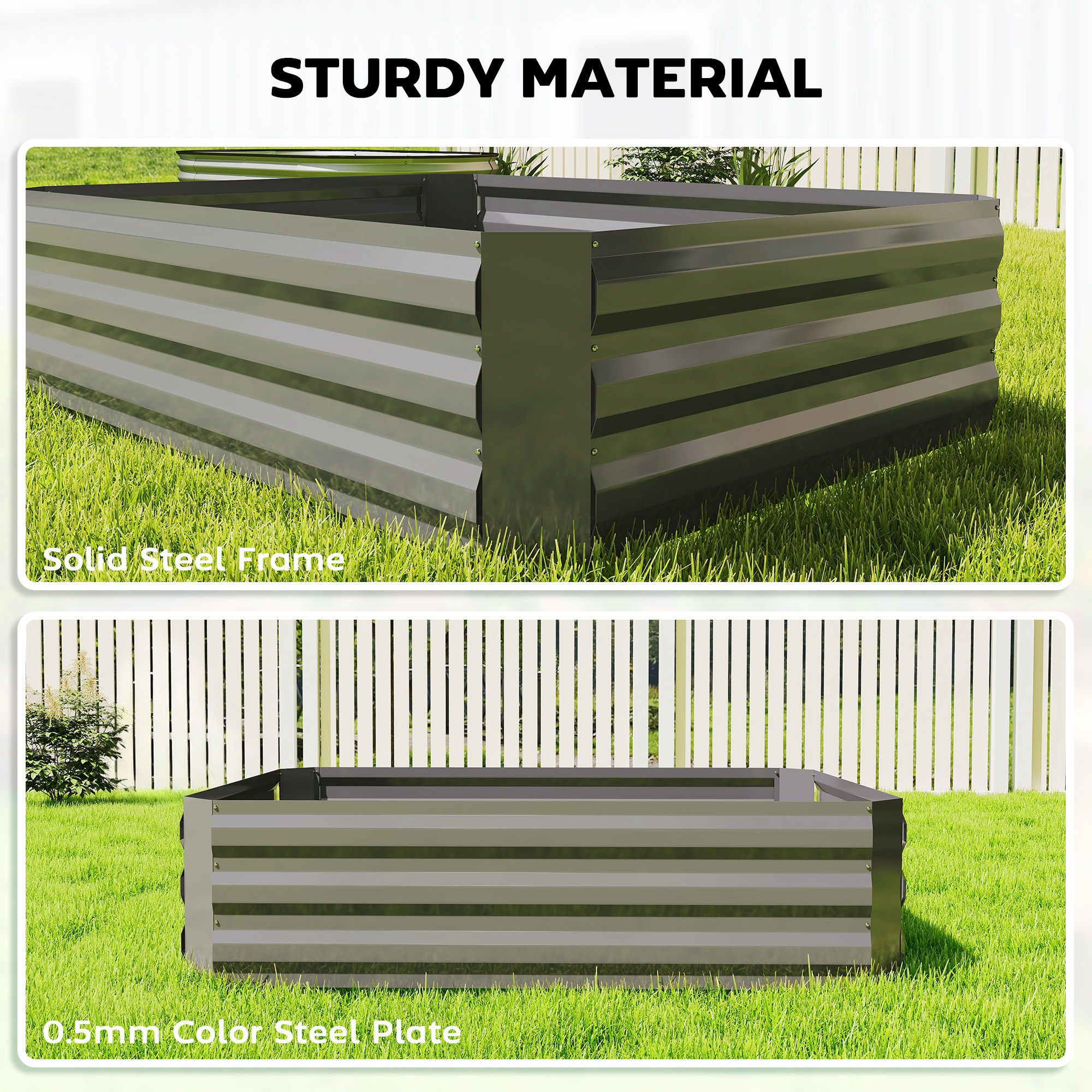 4 X 3 X 1ft Raised Garden Bed With Mini Greenhouse, Galvanized Raised Garden Bed With Cover, Green And Dark Gray - Image 4