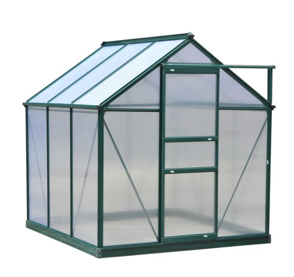 Walk In Greenhouse 6 X 6 X 7 Aluminum Polycarbonate Portable Garden Greenhouse With Rooftop Vent UV-Resistant Walls Dark Green - Image 4