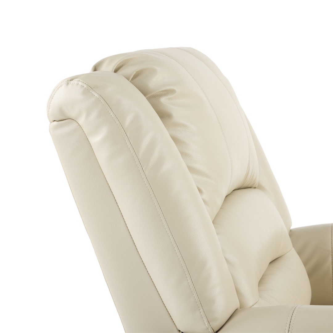 Power Lift Recliner Chair With Massage & Heat, Single Motor Lift Chair, Breathable PU Faux Leather, USB & Type-C, Side Pockets, Cream - Image 9