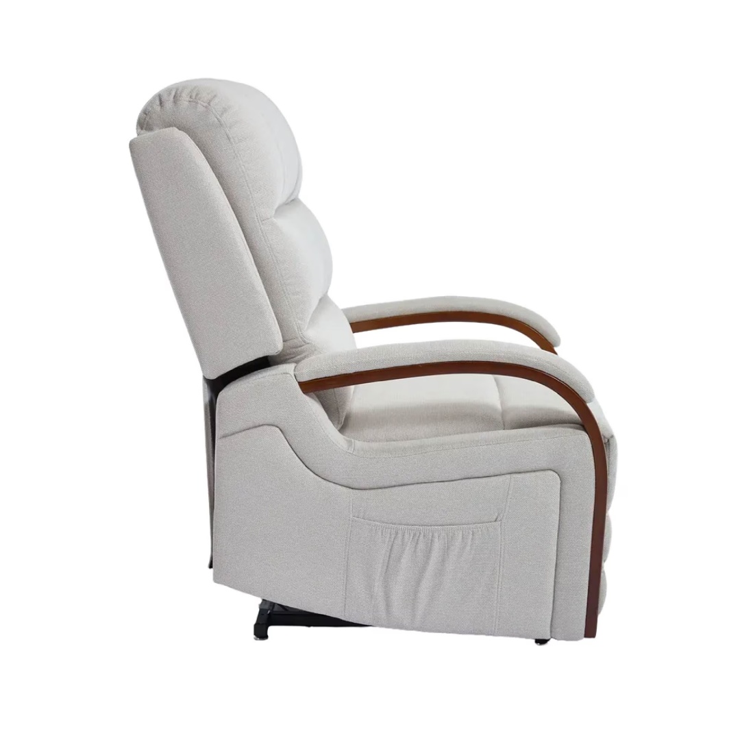 Power Lift Recliner Chair With Massage & Heat For Elderly, Dual Motor Electric Lift Recliner, Egyptian Velvet Fabric Upholstery, Side Pockets, Beige - Image 2
