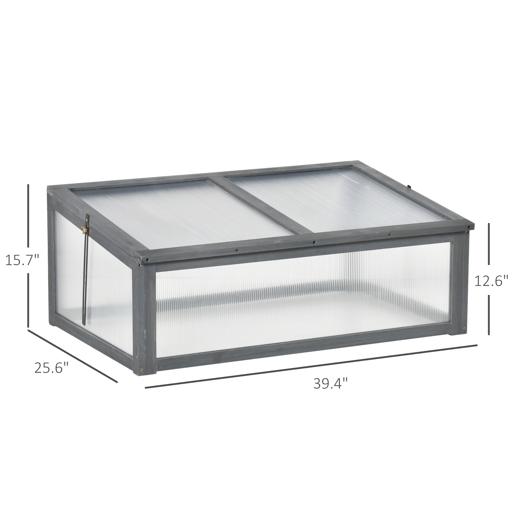 Wooden Cold Frame Greenhouse, Mini Greenhouse With Polycarbonate Board And Solid Wood Frame, Green House Cold Frame, Indoor Outdoor Terrarium Planter Box, 39" X 26" X 16", Gray - Image 3