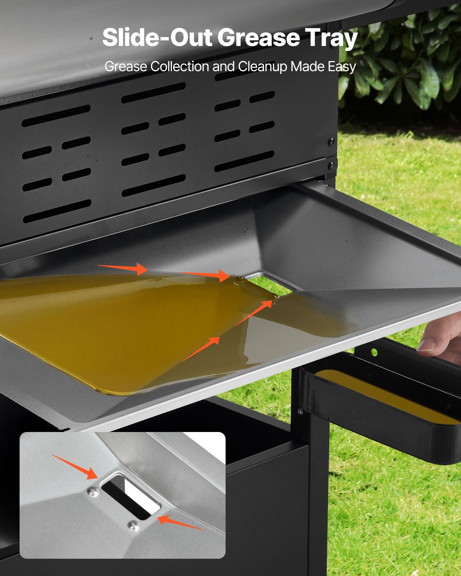 Gas Grill, 4 Burner Propane Gas Grill With Side Burner, 425 SQ.In Grilling Area, Carbon Steel Enamel Grates, Outdoor 52,000 BTU Patio Garden BBQ Grills With Two Side Shelves, Stainless Steel - Image 5