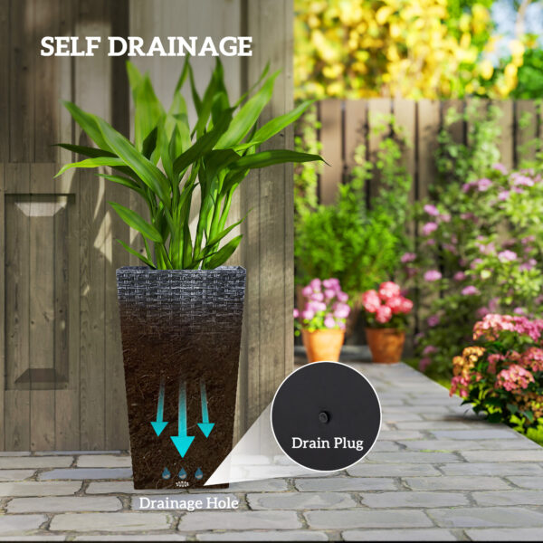 Tall Planters for Outdoor Plants Set of 3, 24 In Taper Planters with Drainage Holes, Rattan Decor Plant Pots for Indoor Outdoor Front Porch Patio Backyard, Gray - Image 7