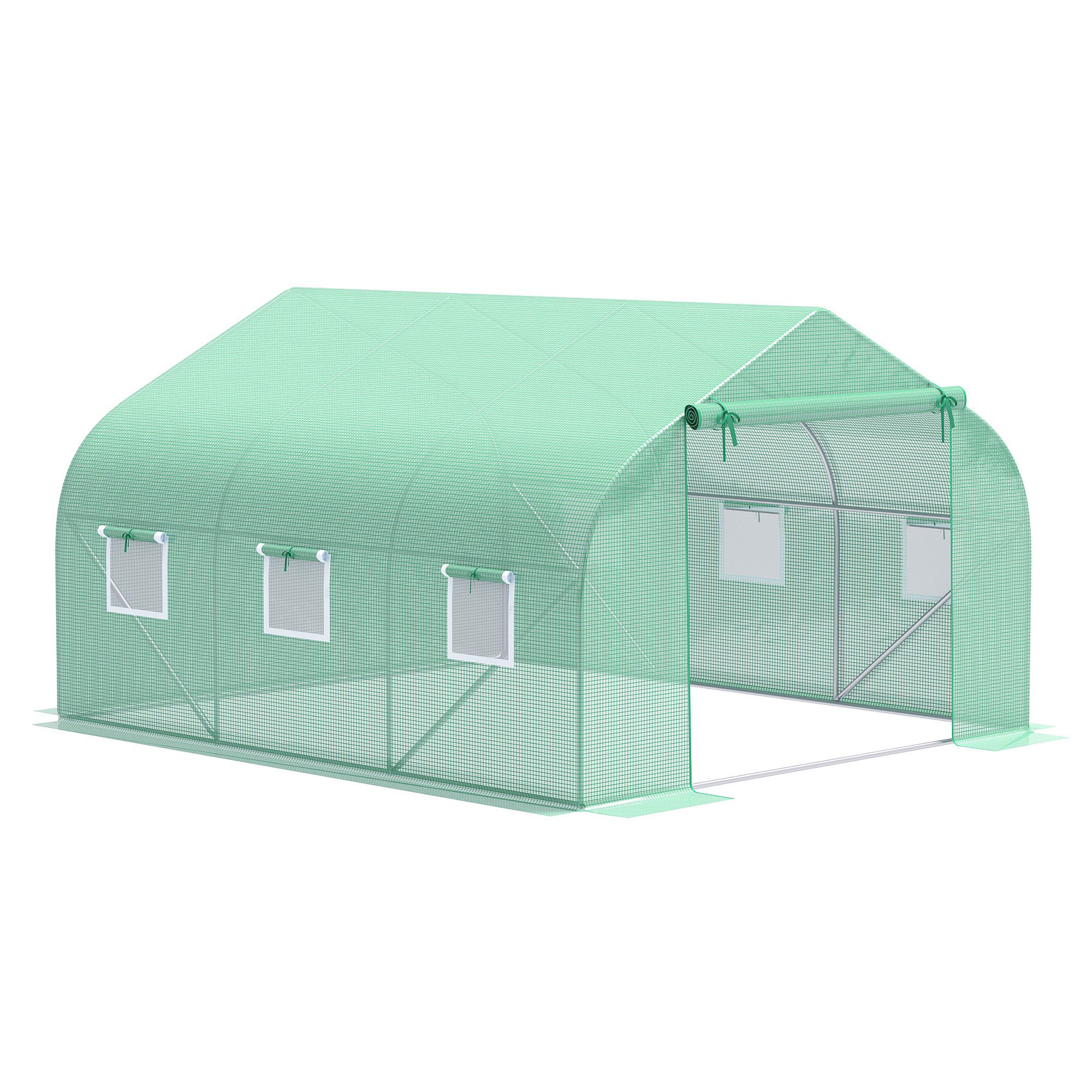 Outdoor Walk-In Tunnel Greenhouse 11.5 X 10 X 6.5 With Roll-up Windows Zippered Door PE Cover Green - Image 7