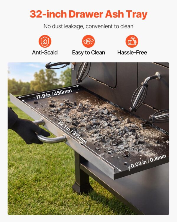 Charcoal Grill, 780 Sq.in. Extra-Large Charcoal Barbecue Grill With 2 Liftable Charcoal Trays & Folding Side Tables, High-Temp Powder-Coated Steel BBQ Cooking Grills For Patio Back.yard Parties - Image 5