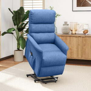 Power Lift Chair for Seniors, Electric Lift Recliner Chair with Remote Control, Side Pockets for Living Room, Blue