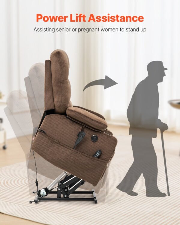 Power Lift Recliner Chair, Lift Chair With Heat And Massage For Elderly, Dual Motor Recliner Chair With 2 Cup Holders And USB Port, Infinite Position Adjustment Electric Recliner (Large, Brown) - Image 2