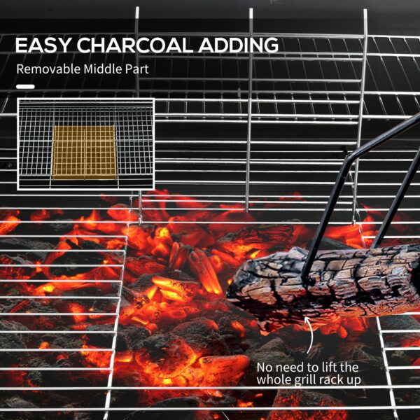 Barrel Charcoal BBQ Grill, Barbecue with 420 sq.in. Cooking Area, Wheels, Ash Catcher, Black - Image 6