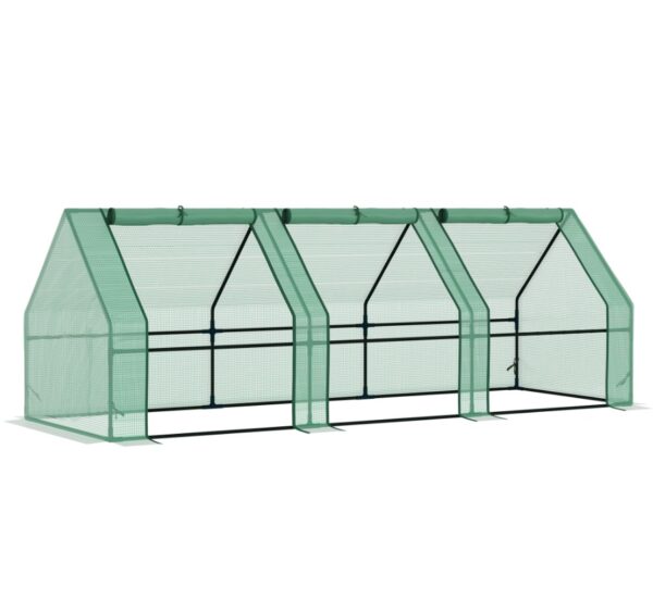 Portable Greenhouse 9'L X 3'W X 3'H Large Zipper Doors UV Resistant PE Cover Green Mini Outdoor Plant House - Image 4
