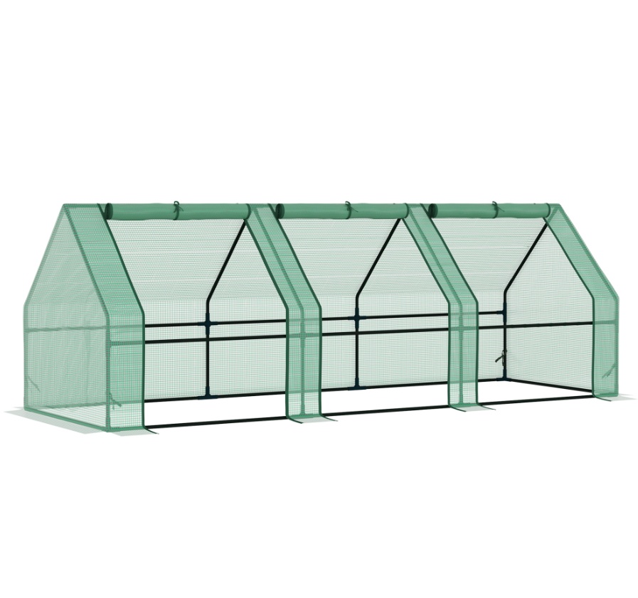 Portable Greenhouse 9'L X 3'W X 3'H Large Zipper Doors UV Resistant PE Cover Green Mini Outdoor Plant House - Image 4