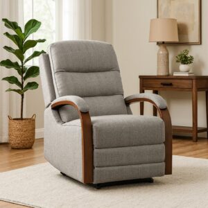Power Lift Recliner Chair With Massage & Heat For Elderly, Dual Motor Electric Lift Recliner, Egyptian Velvet Fabric Upholstery, Side Pockets, Brown
