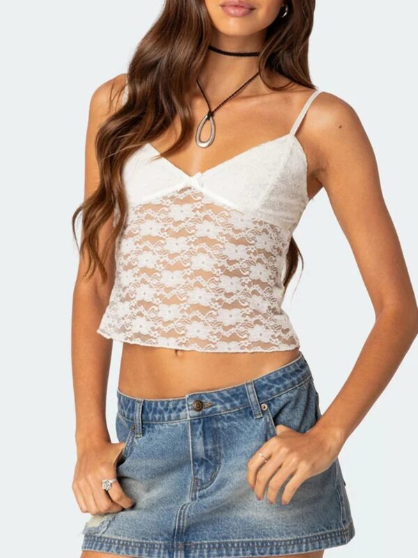 Women's Short Lace Spaghetti-strap Camisole Top - Image 9