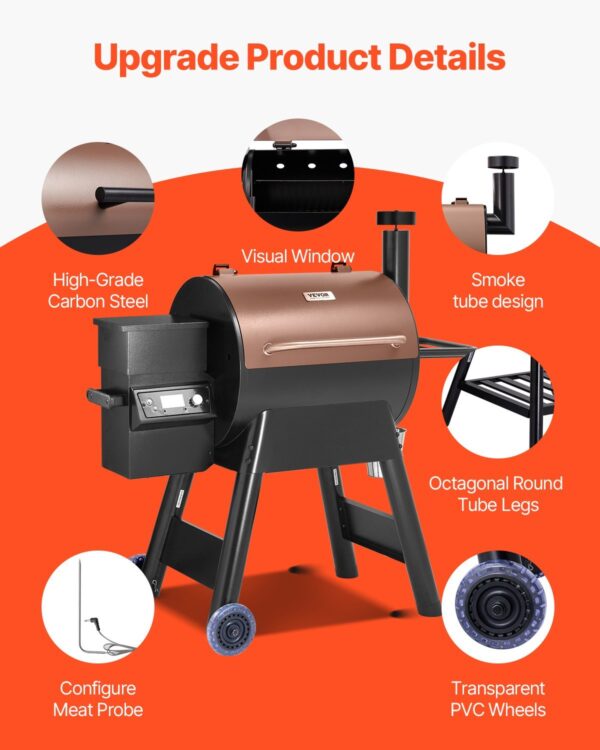 Wood Pellet Grill Smoker Outdoor Electric BBQ Grills 575 Sq.in Cook Area - Image 2
