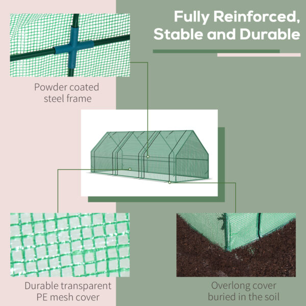 Portable Greenhouse 9'L X 3'W X 3'H Large Zipper Doors UV Resistant PE Cover Green Mini Outdoor Plant House - Image 2
