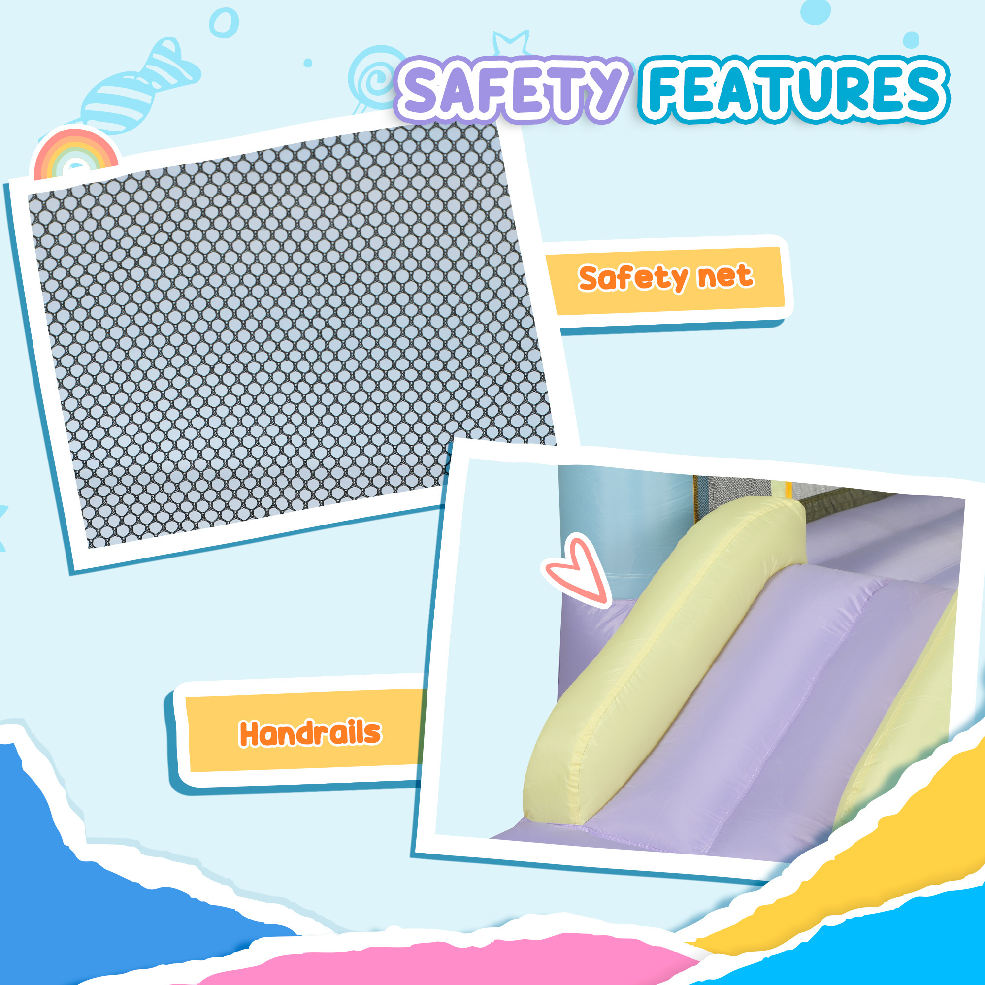 Inflatable Bounce House With Air Blower, Slide, Stakes, Repair Patches, Storage Bag, For Kids Ages 3-8, 98 X 65 X 79 - Image 3